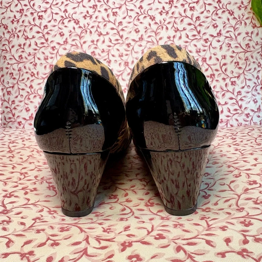 Clarks Leopard Flores Poppy Wedge Pumps